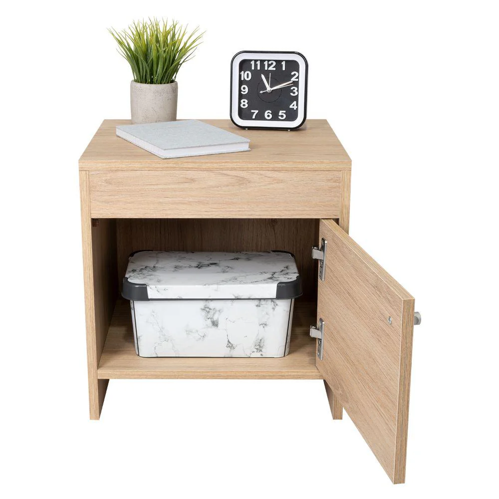 MESA DE NOCHE TUTTO, BEIGE, CON CAJÓN PARA GUARDAR OBJETOS IDEAL PARA ESPACIOS REDUCIDOS - Image 6