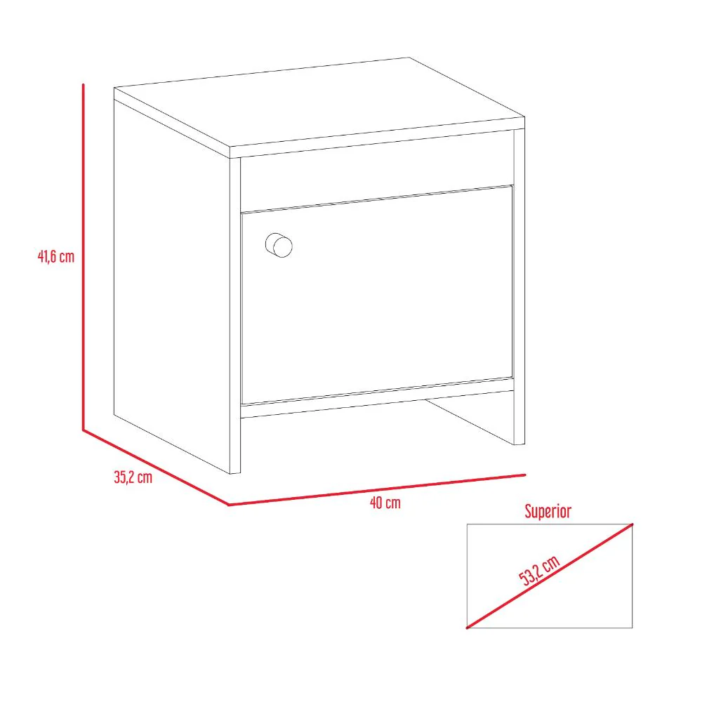 MESA DE NOCHE TUTTO, CAFÉ CLARO, CON CAJÓN PARA GUARDAR OBJETOS IDEAL PARA ESPACIOS REDUCIDOS - Image 11