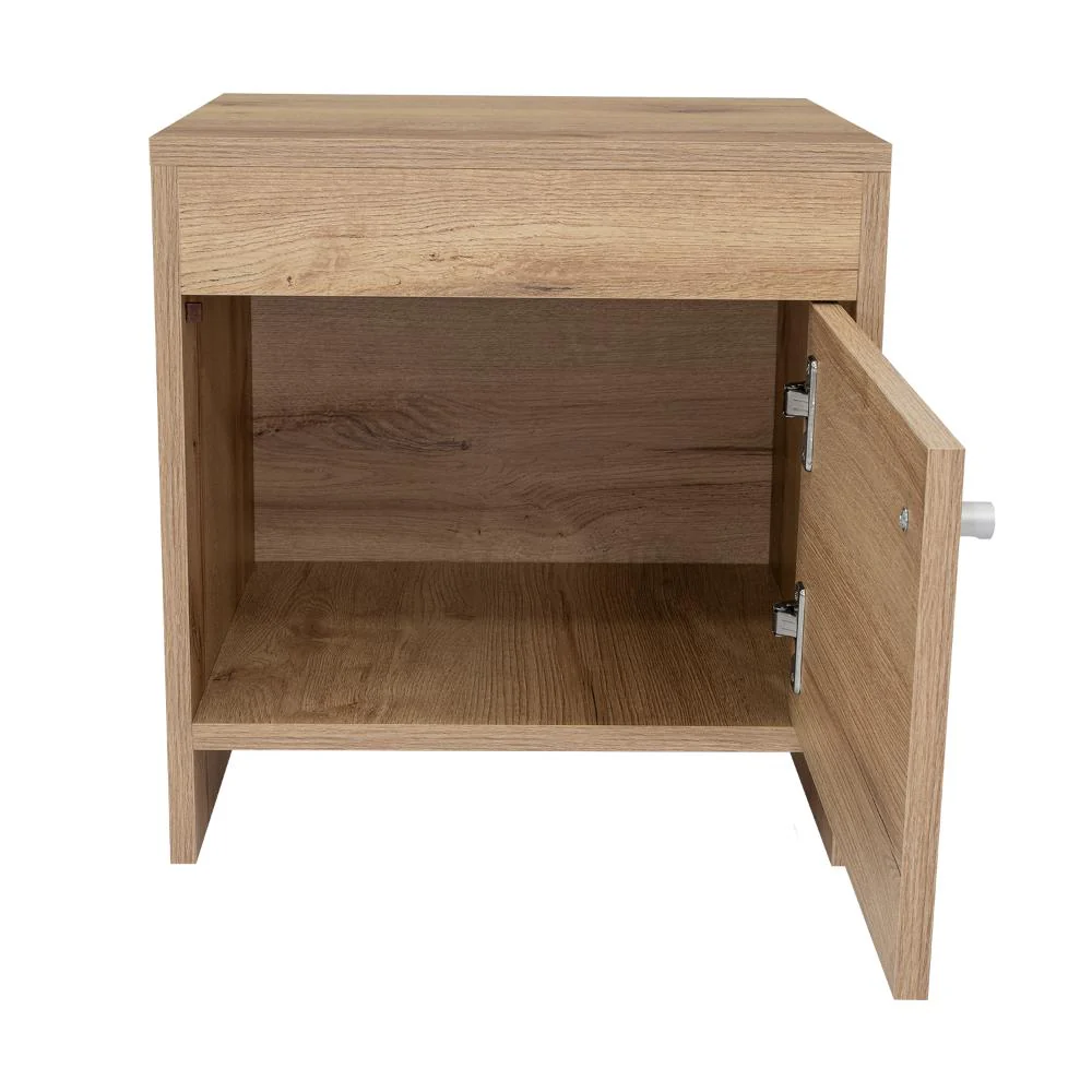 MESA DE NOCHE TUTTO, CAFÉ CLARO, CON CAJÓN PARA GUARDAR OBJETOS IDEAL PARA ESPACIOS REDUCIDOS - Image 6