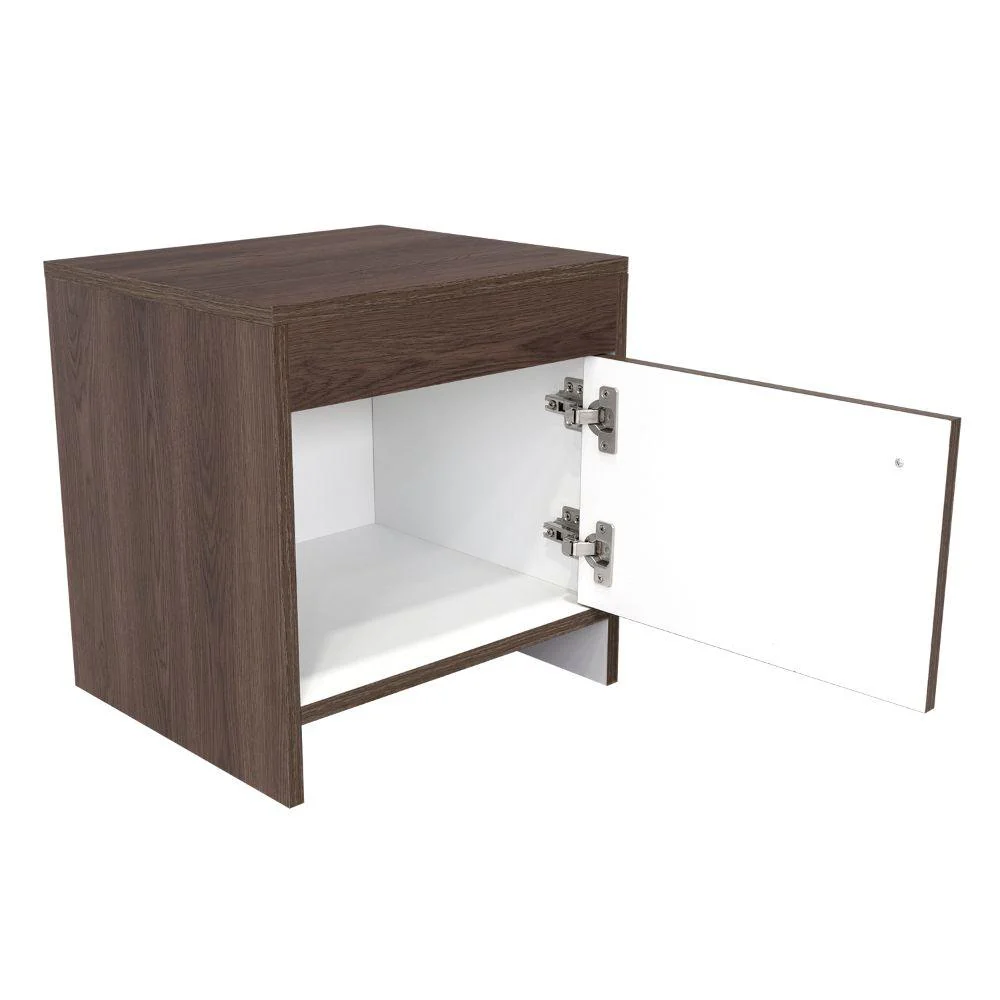 MESA DE NOCHE TUTTO, CHOCOLATE Y BLANCO, CON UN CAJÓN AMPLIO IDEAL PARA ESPACIOS PEQUEÑOS - Image 6