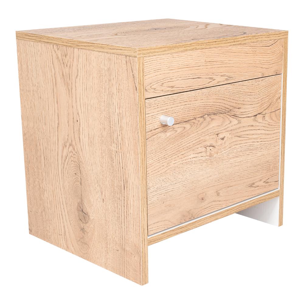MESA DE NOCHE TUTTO, MACADAMIA Y BLANCO, CON CAJÓN PARA GUARDAR OBJETOS IDEAL PARA ESPACIOS REDUCIDOS - Image 7