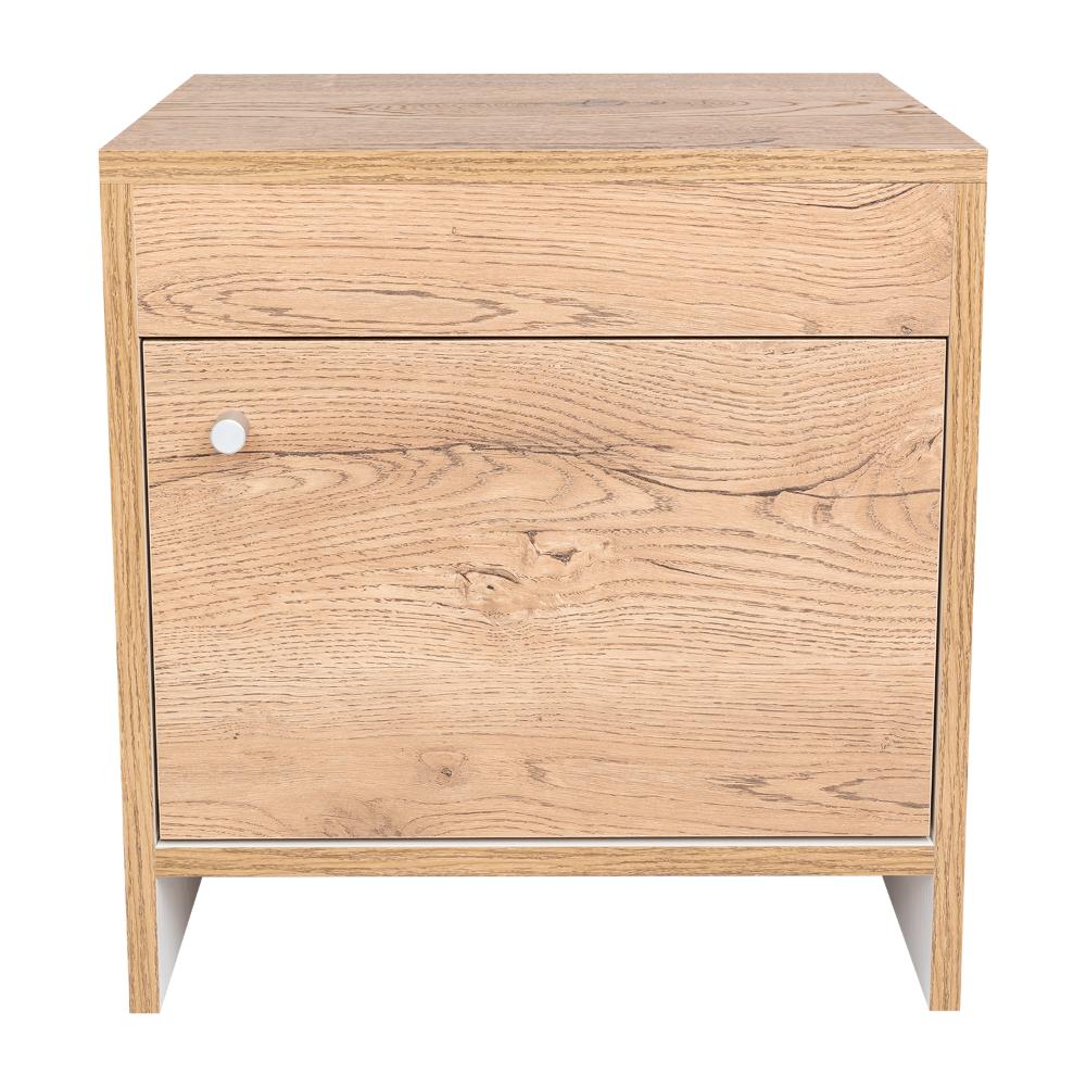 MESA DE NOCHE TUTTO, MACADAMIA Y BLANCO, CON CAJÓN PARA GUARDAR OBJETOS IDEAL PARA ESPACIOS REDUCIDOS - Image 9