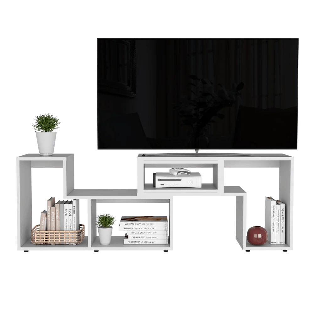 MESA PARA TV ASCHER, BLANCO DUQUEZA, CON ESPACIO PARA TELEVISOR DE HASTA 50 PULGADAS - Image 2