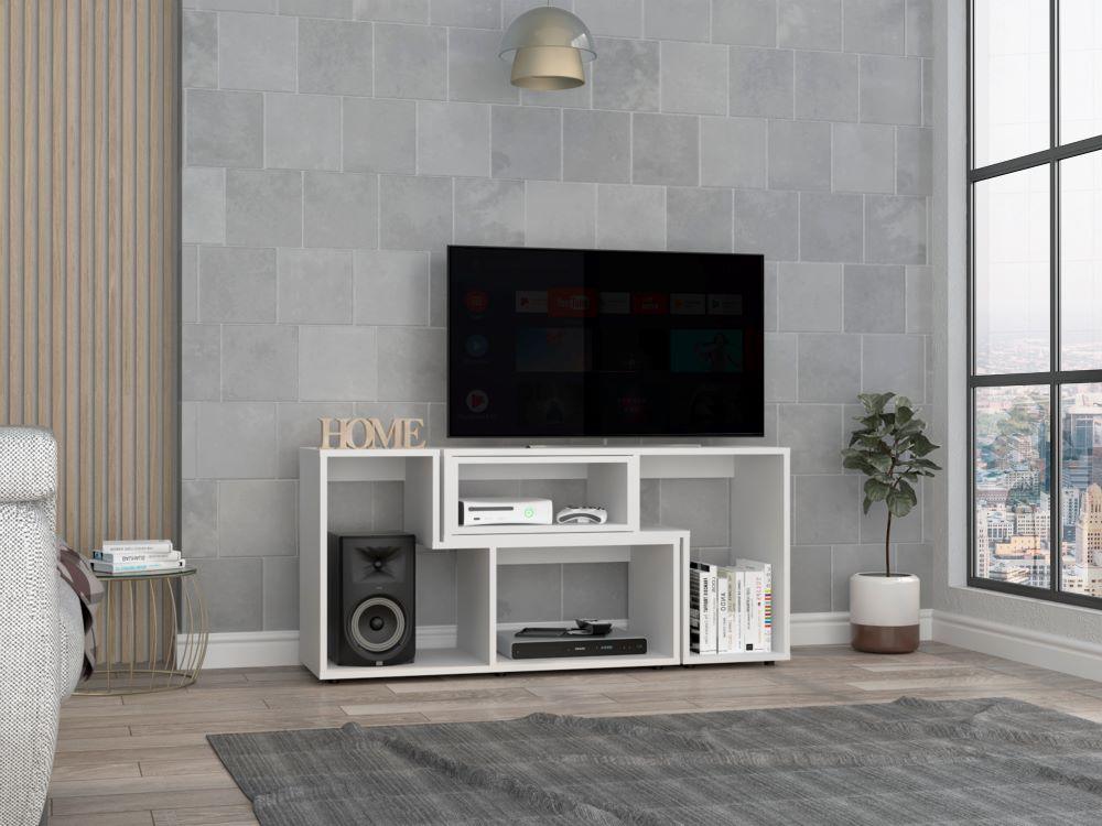 MESA PARA TV ASCHER, BLANCO DUQUEZA, CON ESPACIO PARA TELEVISOR DE HASTA 50 PULGADAS - Image 3