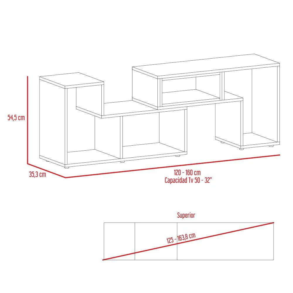 MESA PARA TV ASCHER, BLANCO DUQUEZA, CON ESPACIO PARA TELEVISOR DE HASTA 50 PULGADAS - Image 7