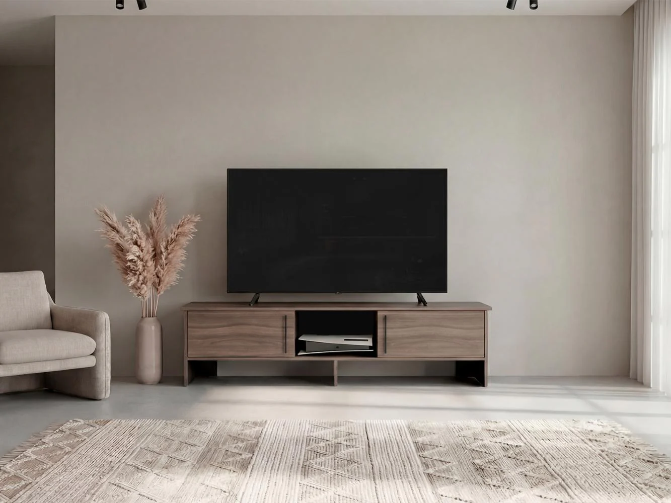 Mesa Para Tv Dago, Avellana y Wengue, Para Televisor de Hasta 65 Pulgadas con dos puertas - Image 4