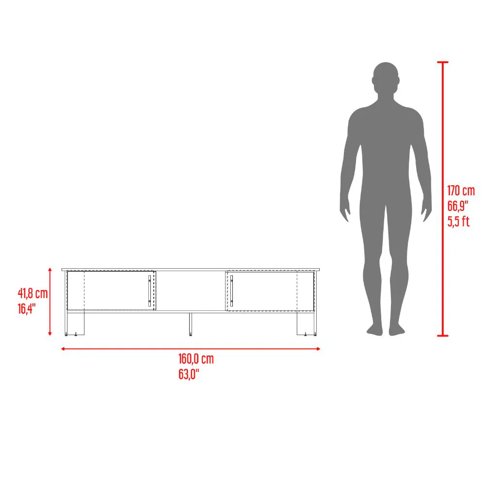 Mesa Para Tv Dago, Avellana y Wengue, Para Televisor de Hasta 65 Pulgadas con dos puertas - Image 8