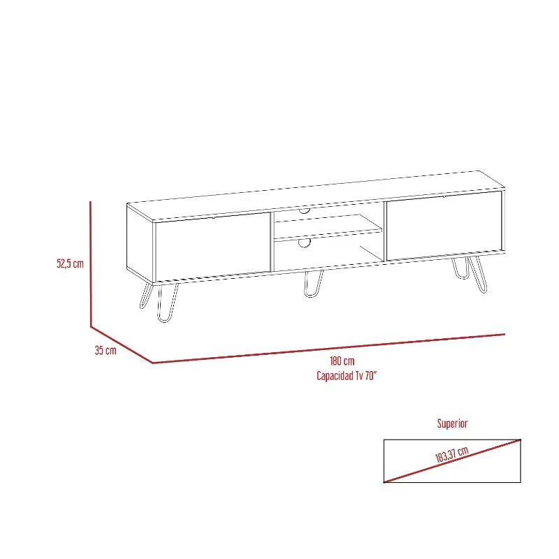 MESA PARA TV LARA, CAOBA Y BLANCO, PARA TELEVISOR DE 70 PULGADAS - Image 10