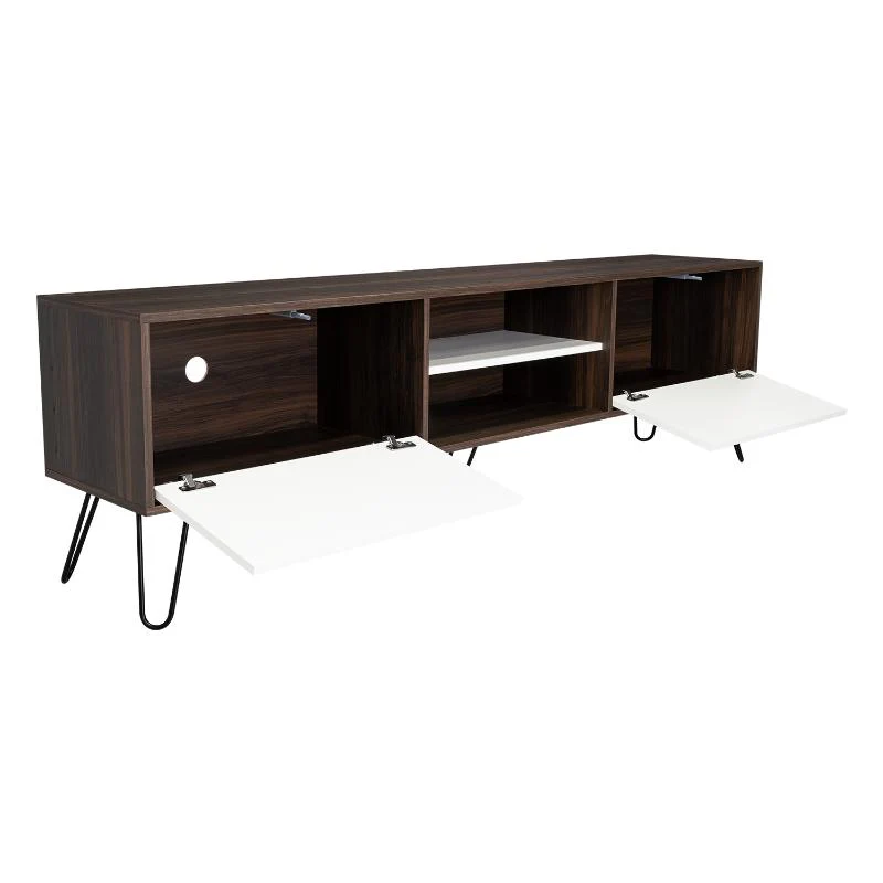 MESA PARA TV LARA, CAOBA Y BLANCO, PARA TELEVISOR DE 70 PULGADAS - Image 2