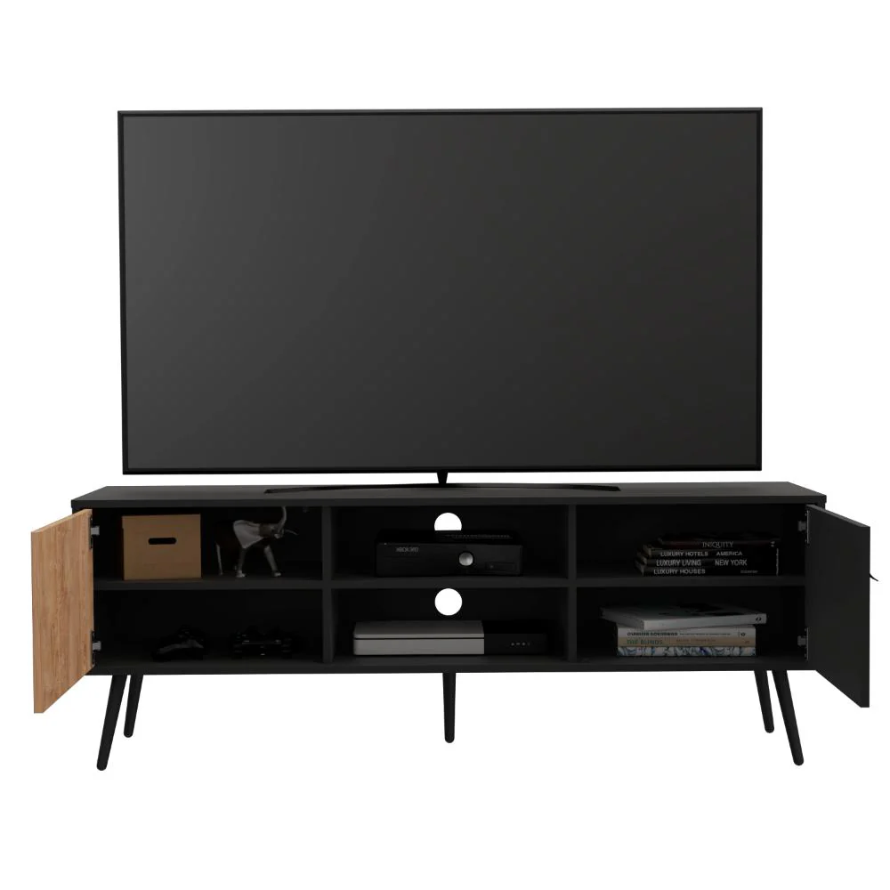MESA PARA TV MIRABELLA, WENGUE Y MIEL, CON DOS PUERTAS PARA TV 65" - Image 2