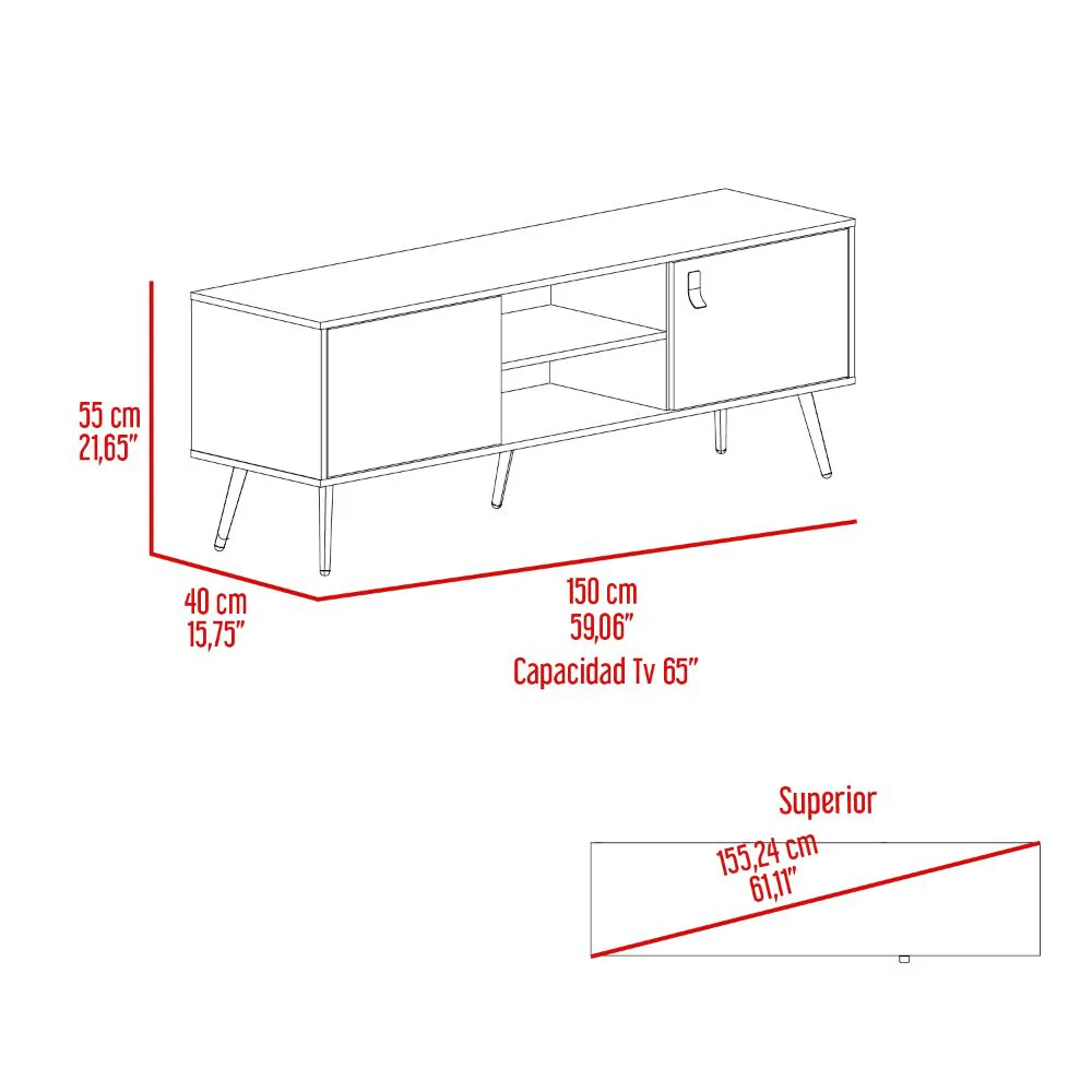 MESA PARA TV MIRABELLA, WENGUE Y MIEL, CON DOS PUERTAS PARA TV 65" - Image 8