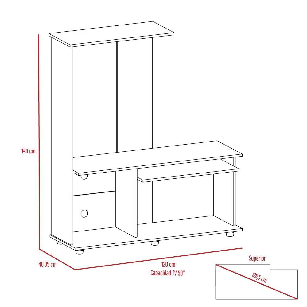 MESA PARA TV MONET, WENGUE, CON CAPACIDAD PARA TELEVISOR DE 50 PULGADAS - Image 7
