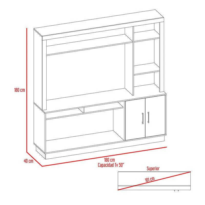 MESA PARA TV ROMEO, WENGUE, CON ESPACIO PARA TELEVISOR DE 50 PULGADAS - Image 7