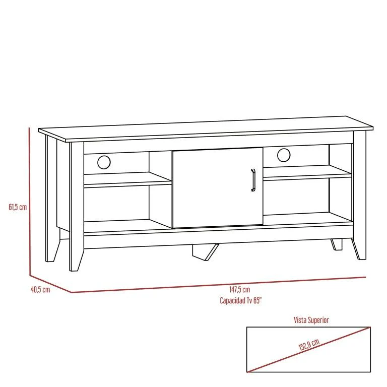 MESA PARA TV SARUME, WENGUE, CON PUERTA 65 PULGADAS - Image 8