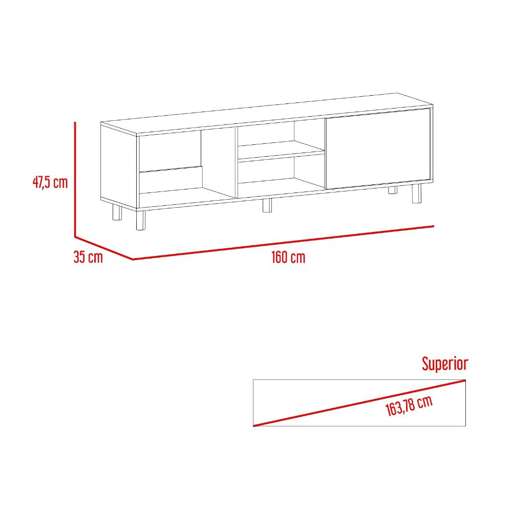 MESA PARA TV TUNEZ, BLANCO CON CAFÉ CLARO, HASTA 70" PULGADAS - Image 8