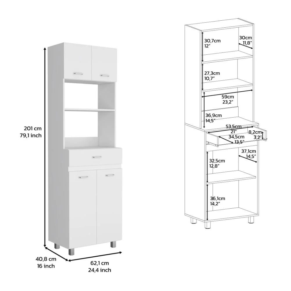 MODULO MICROONDAS CARBE, BLANCO, CON AMPLIOS ESPACIOS PARA GUARDAR ALIMENTOS ZF - Image 7