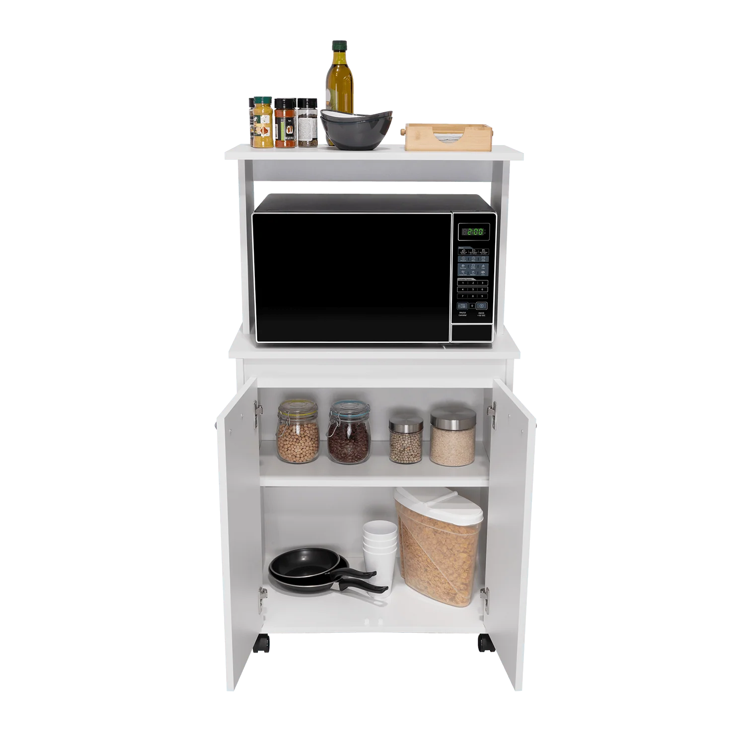 MÓDULO MICROONDAS PALMA, BLANCO, CON DOS PUERTAS ABATIBLES Y RODACHINAS PARA SU FÁCIL DESPLAZAMIENTO - Image 6
