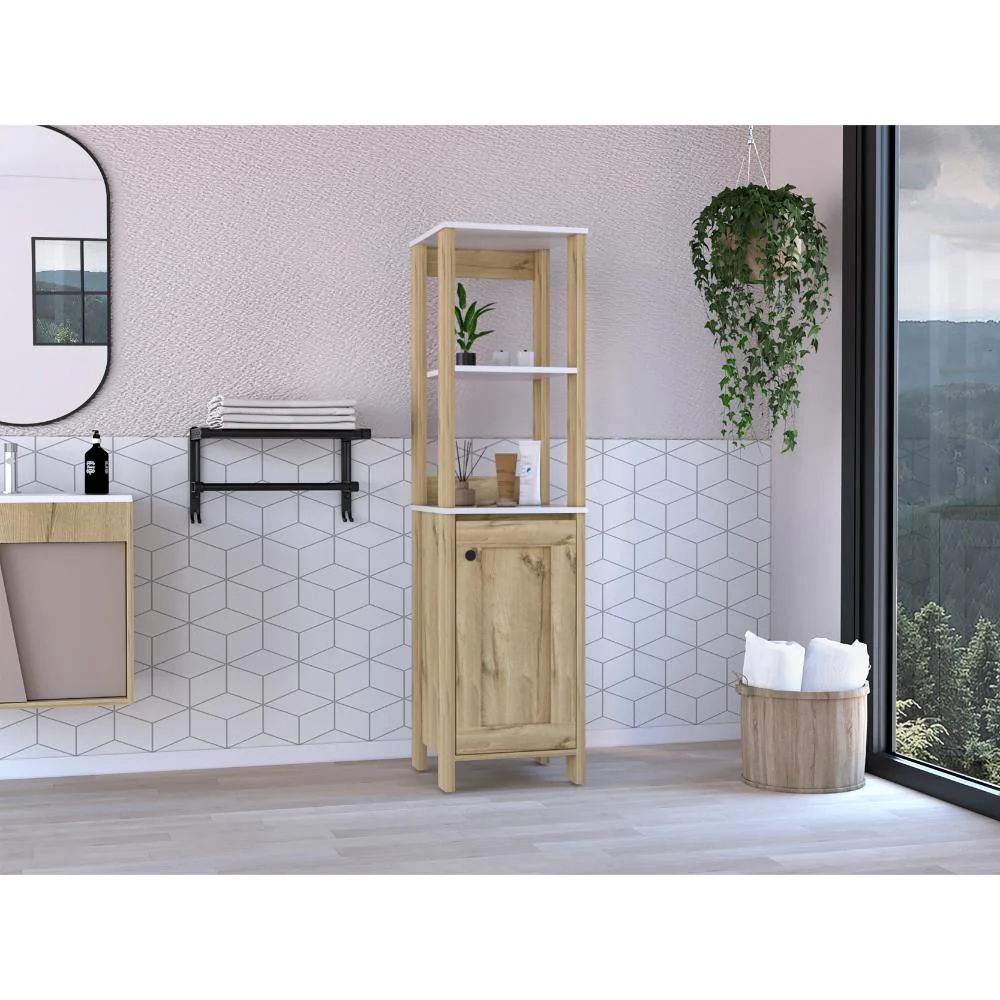 MUEBLE AUXILIAR DE BAÑO AQUA, BLANCO DUQUEZA Y CAFÉ CLARO, CON AMPLIO ESPACIO DE ALMACENAMIENTO - Image 3