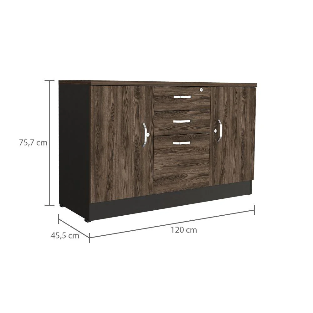 MESA AUXILIAR NAKARAT, CHOCOLATE Y WENGUE, CON TRES PUERTAS ESPACIOS PARA COLOCAR Y ALMACENAR OBJETOS - Image 11