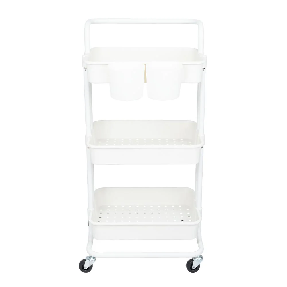 MUEBLE AUXILIAR MULTIUSOS ROLLING, BLANCO, CON TRES NIVELES Y RODACHINES PARA SU FÁCIL DESPLAZAMIENTO - Image 3