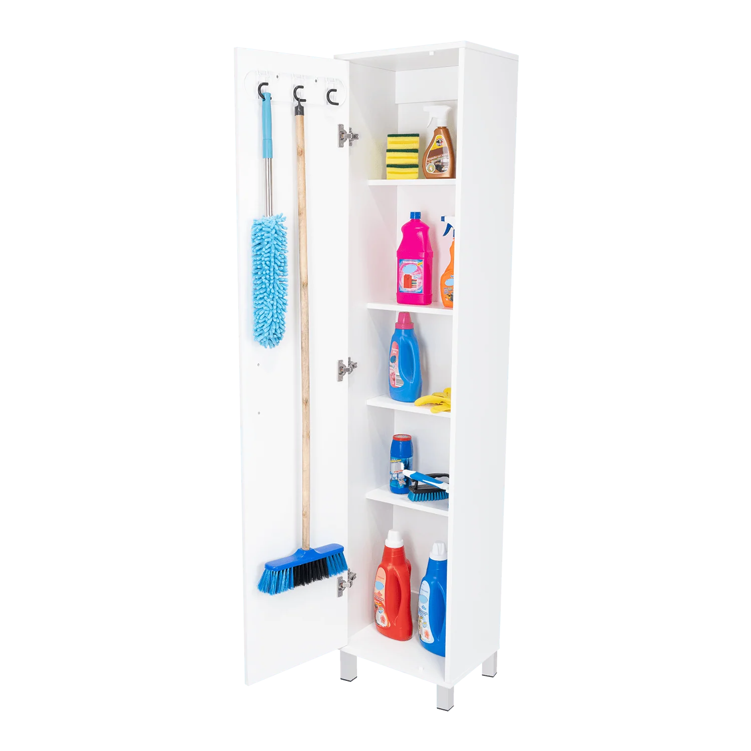 MUEBLE DE ASEO JALISCO, BLANCO, GRAN ESPACIO PARA ALMACENAR ARTICULOS DE ASEO, CON COLGADERO DE ESCOBAS ZF - Image 2