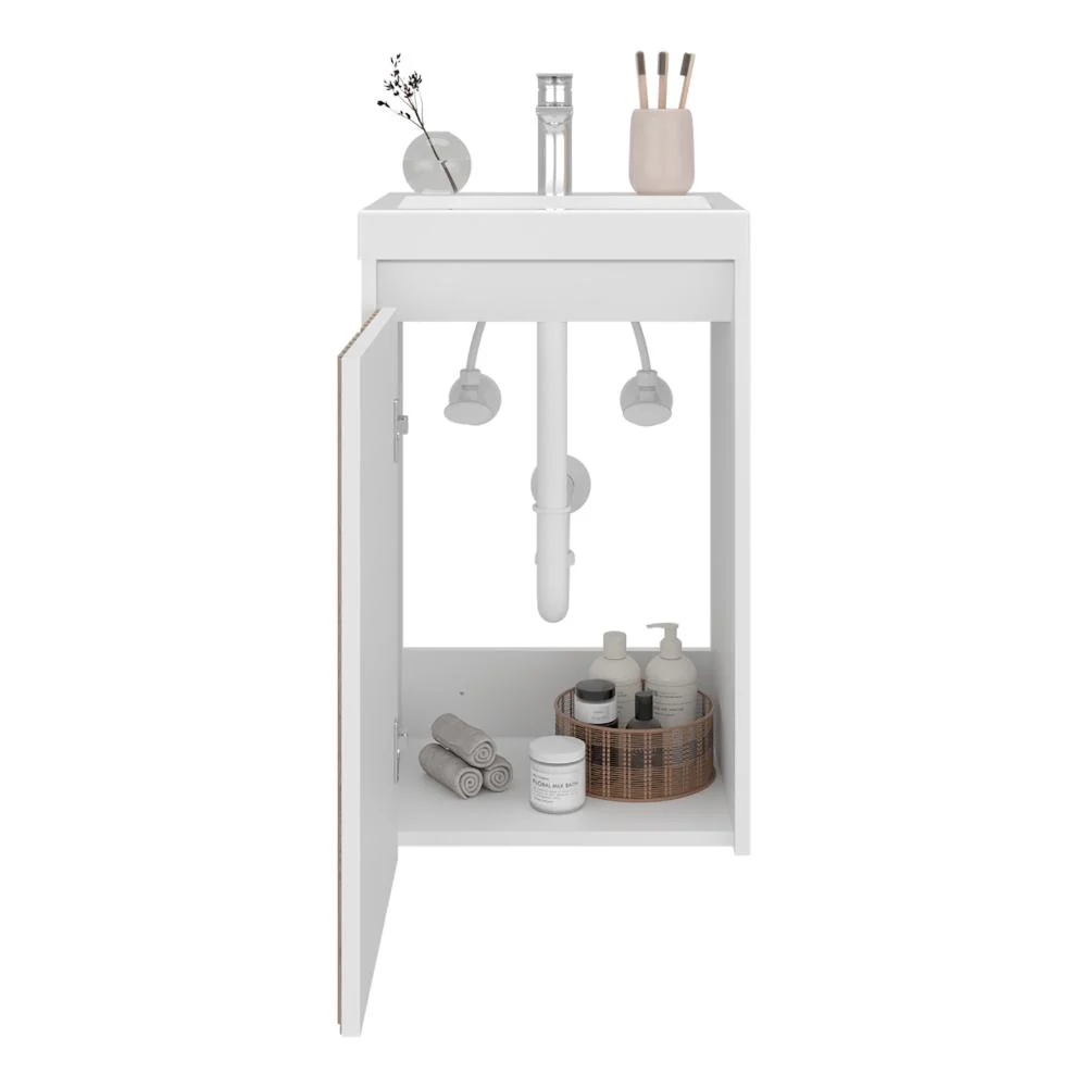 Mueble De Lavamanos Syra, Kronos Blanco Duqueza y Roble Natural, Con textura ranurada incluye lavamanos ZF - Image 2