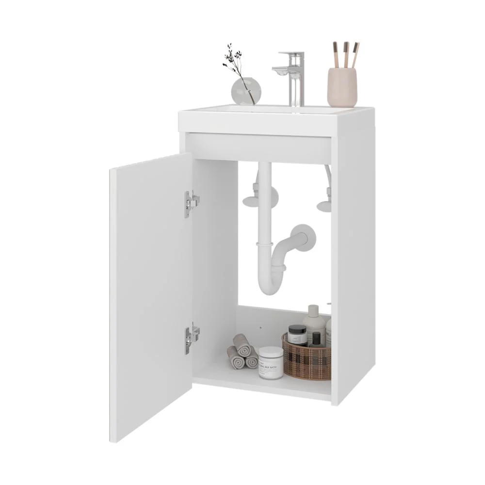 Mueble De Lavamanos Syra, Kronos Blanco Duqueza y Roble Natural, Con textura ranurada incluye lavamanos ZF - Image 3