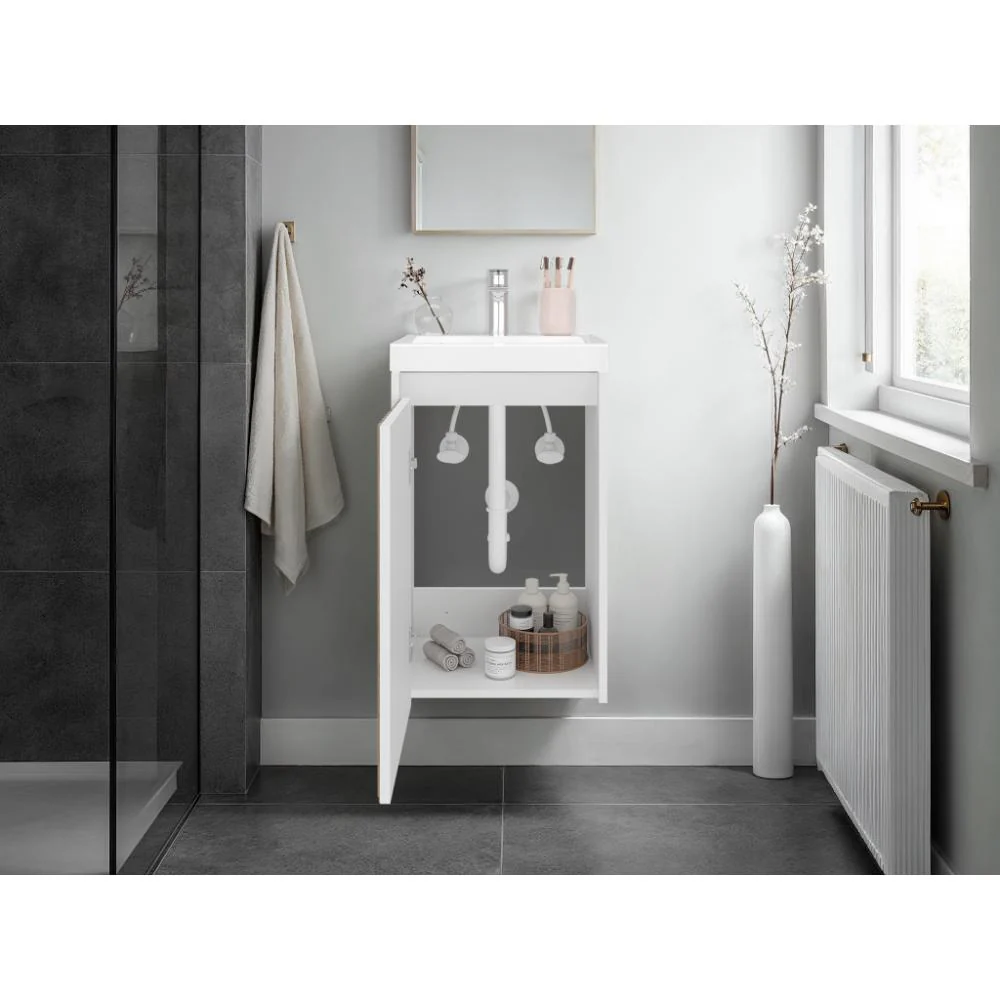 Mueble De Lavamanos Syra, Kronos Blanco Duqueza y Roble Natural, Con textura ranurada incluye lavamanos ZF - Image 5