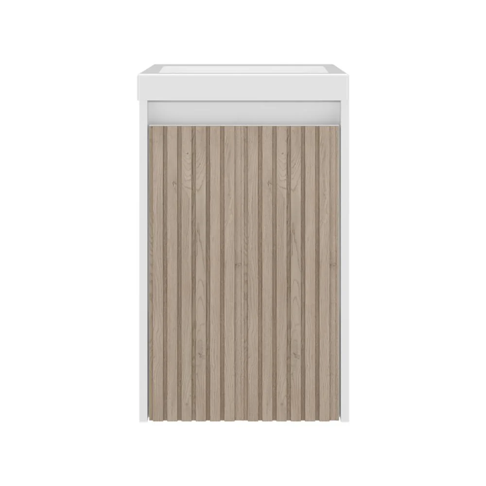 Mueble De Lavamanos Syra, Kronos Blanco Duqueza y Roble Natural, Con textura ranurada incluye lavamanos ZF - Image 7