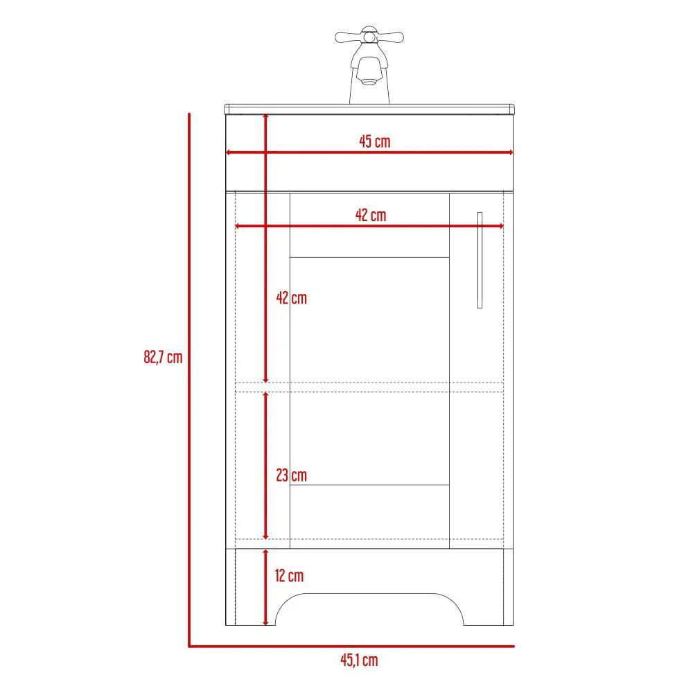 MUEBLE PARA LAVAMANOS APOLIS, WENGUE, CON UNA PUERTA BATIENTE - Image 9