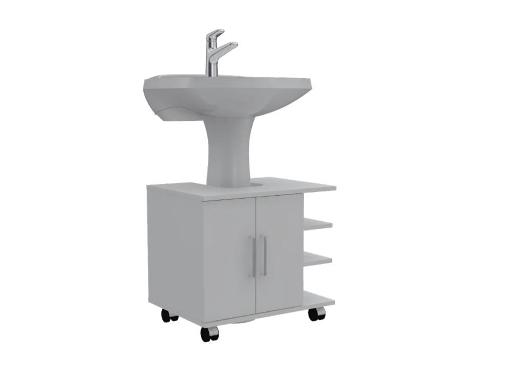 MUEBLE PARA LAVAMANOS ELEMENTAL, BLANCO, CON RODACHINES PARA SU FÁCIL DESPLAZAMIENTO