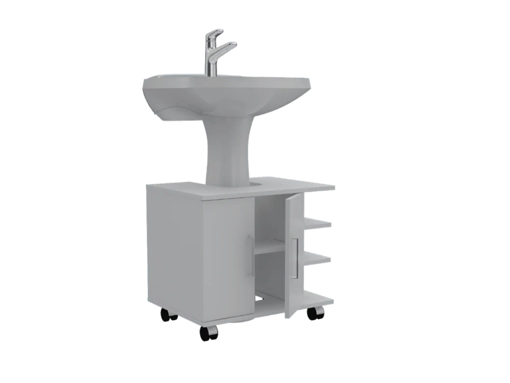 MUEBLE PARA LAVAMANOS ELEMENTAL, BLANCO, CON RODACHINES PARA SU FÁCIL DESPLAZAMIENTO - Image 2