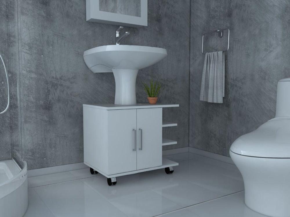 MUEBLE PARA LAVAMANOS ELEMENTAL, BLANCO, CON RODACHINES PARA SU FÁCIL DESPLAZAMIENTO - Image 3