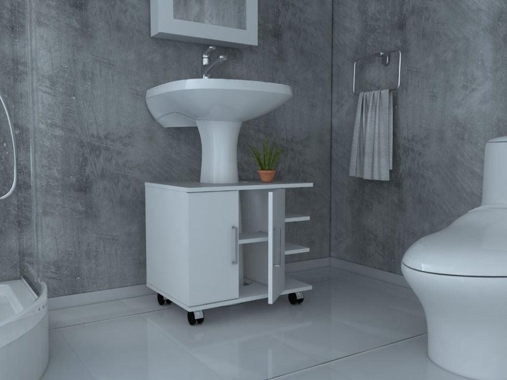 MUEBLE PARA LAVAMANOS ELEMENTAL, BLANCO, CON RODACHINES PARA SU FÁCIL DESPLAZAMIENTO - Image 4