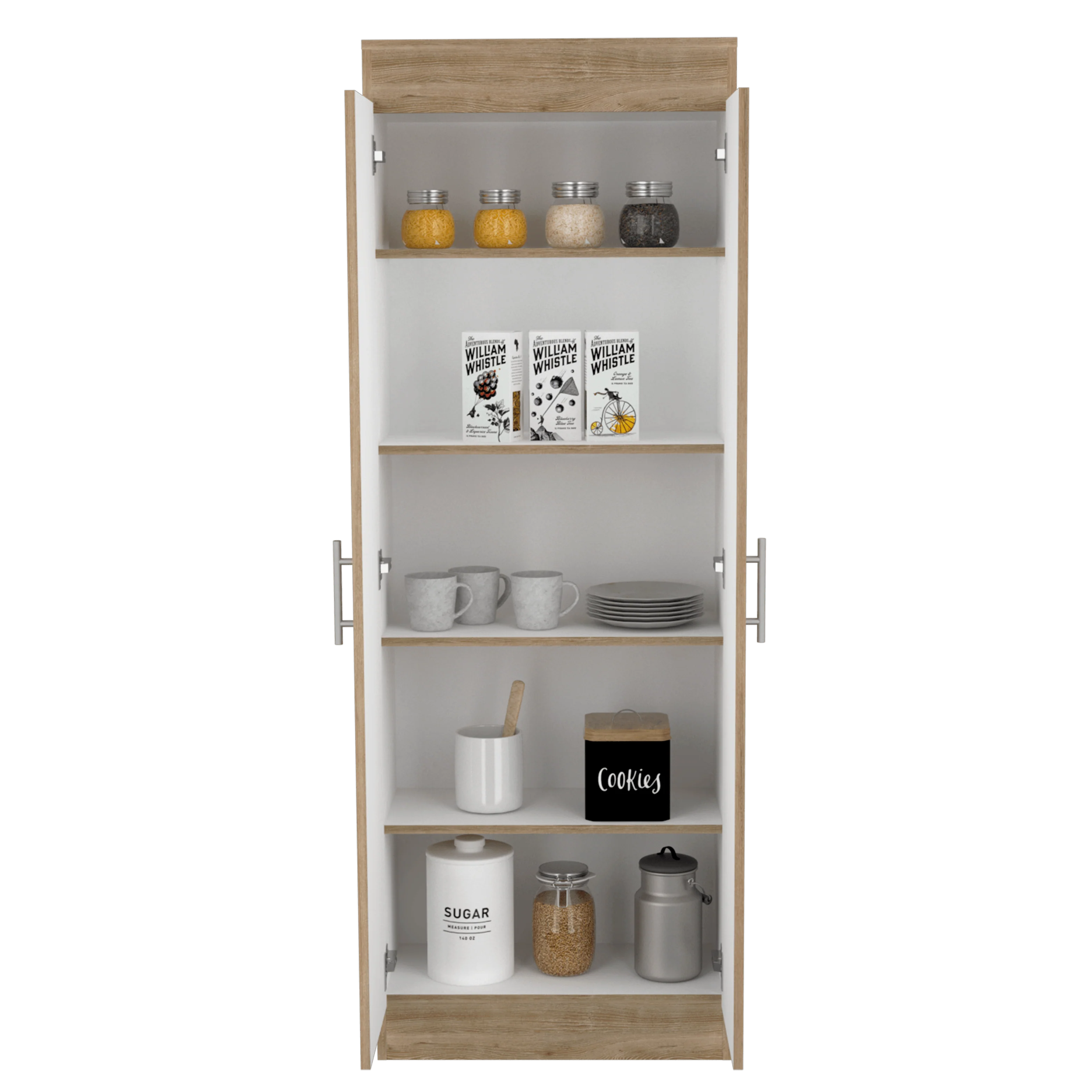 MUEBLE MULTIUSOS BARLOVENTO, MIEL, CUENTA CON CINCO ENTREPAÑOS Y DOS PUERTAS BATIENTES - Image 4