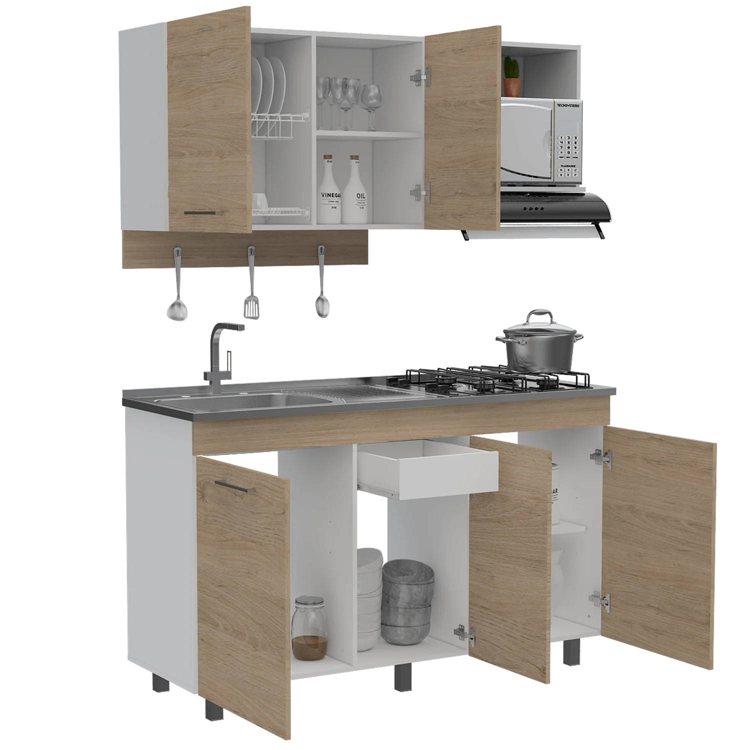 MUEBLE MULTIUSOS DENEB, BEIGE Y BLANCO NO INCLUYE MESÓN - Image 5