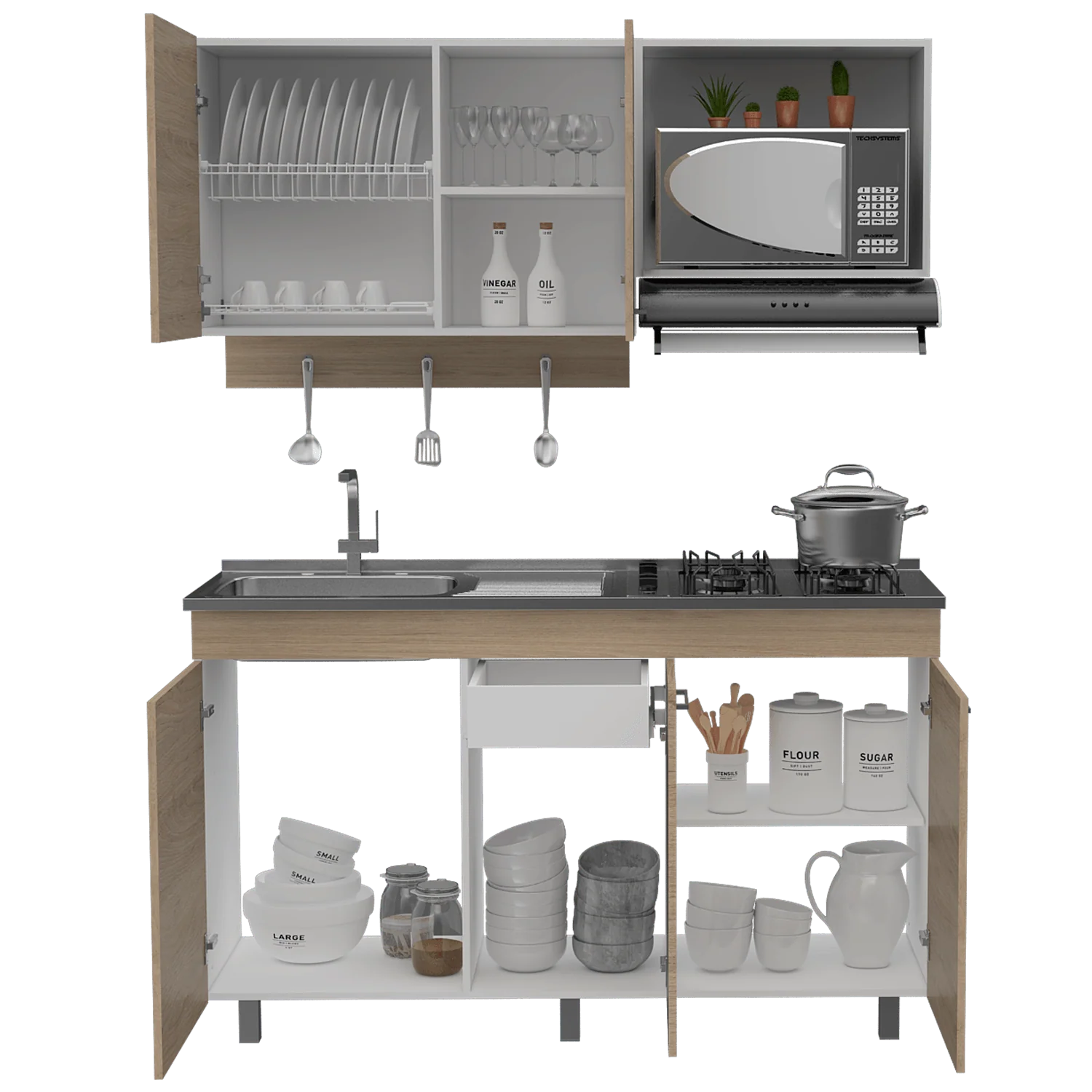 MUEBLE MULTIUSOS DENEB, BEIGE Y BLANCO NO INCLUYE MESÓN - Image 6