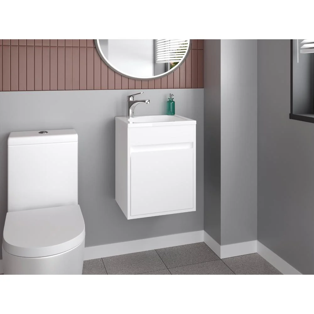 MUEBLE PARA LAVAMANOS FURMAN, BLANCO DUQUEZA, INCLUYE LAVAMANOS PLASTIGLAS FLORESTA 40 ZF - Image 3