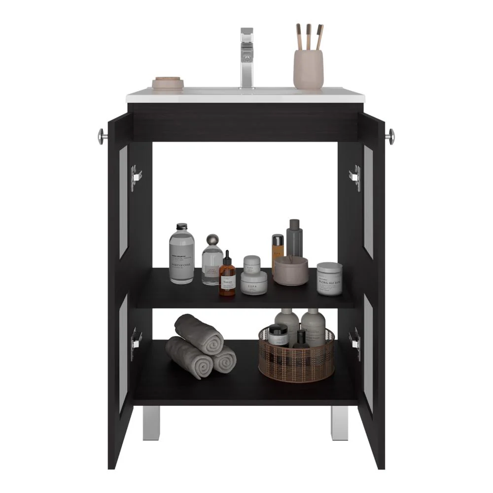 Mueble para Lavamanos Haysi, Wengue, dos puertas abatibles y entrepaño, incluye lavamanos ZF - Image 3