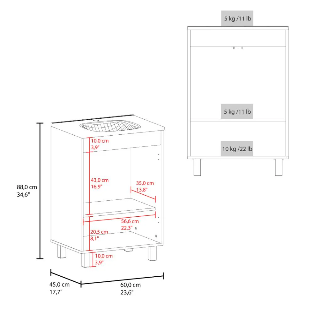 Mueble para Lavamanos Haysi, Wengue, dos puertas abatibles y entrepaño, incluye lavamanos ZF - Image 9