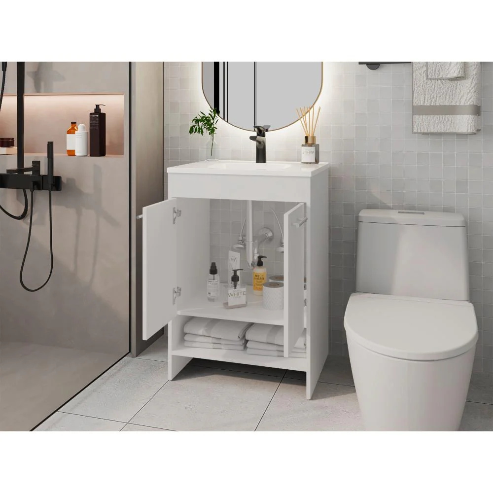 MUEBLE PARA LAVAMANOS LORENZO, BLANCO DUQUEZA, INCLUYE LAVAMANOS PRAIA 60 ZF - Image 4