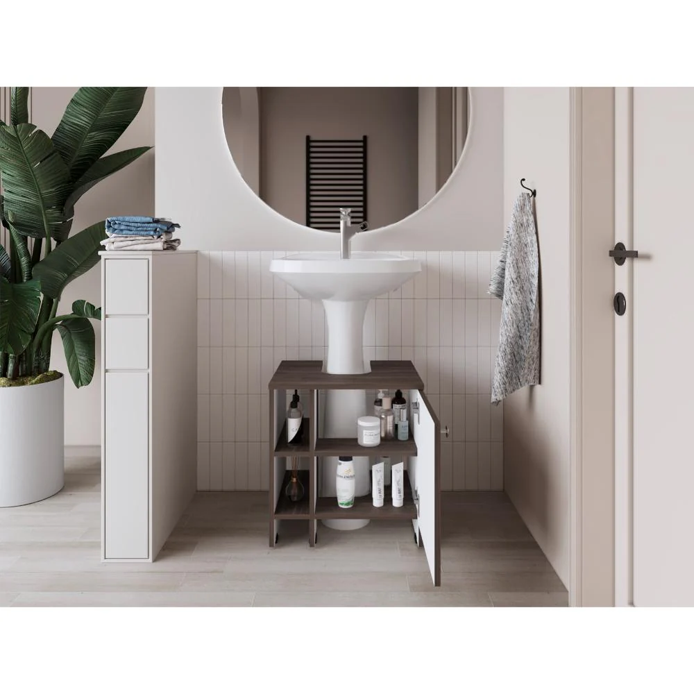 MUEBLE PARA LAVAMANOS OMAHI, MILAN Y BLANCO DUQUEZA, CON VARIEDAD DE ENTREPAÑOS - Image 4