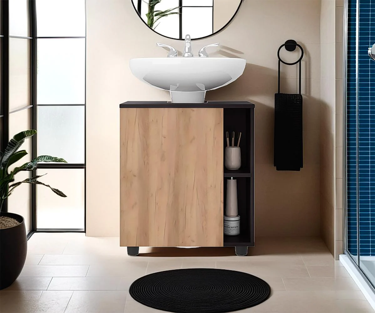 MUEBLE PARA LAVAMANOS PASCUALE, WENGUE Y FRESNO EUROPEO, NO INCLUYE LAVAMANOS ZF - Image 4