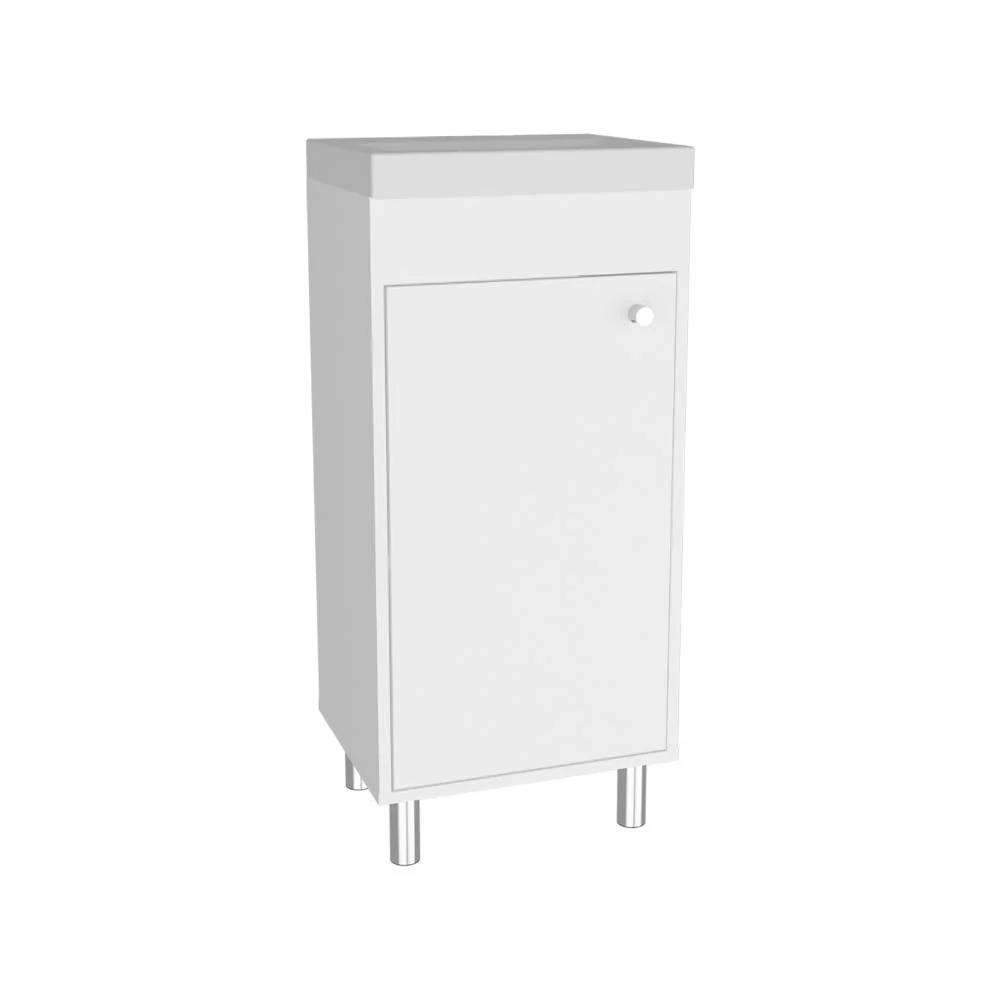 Mueble para Lavamanos Rivera, Blanco, con patas en acero y con gran espació para colocar objetos ZF - Image 5