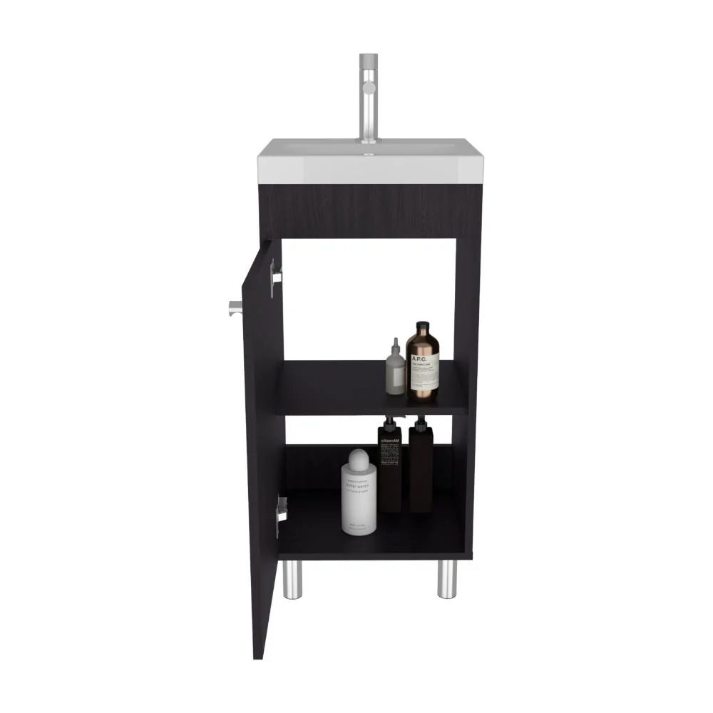 Mueble para Lavamanos Rivera, Wengue, con patas en acero y con gran espació para colocar objetos ZF - Image 2