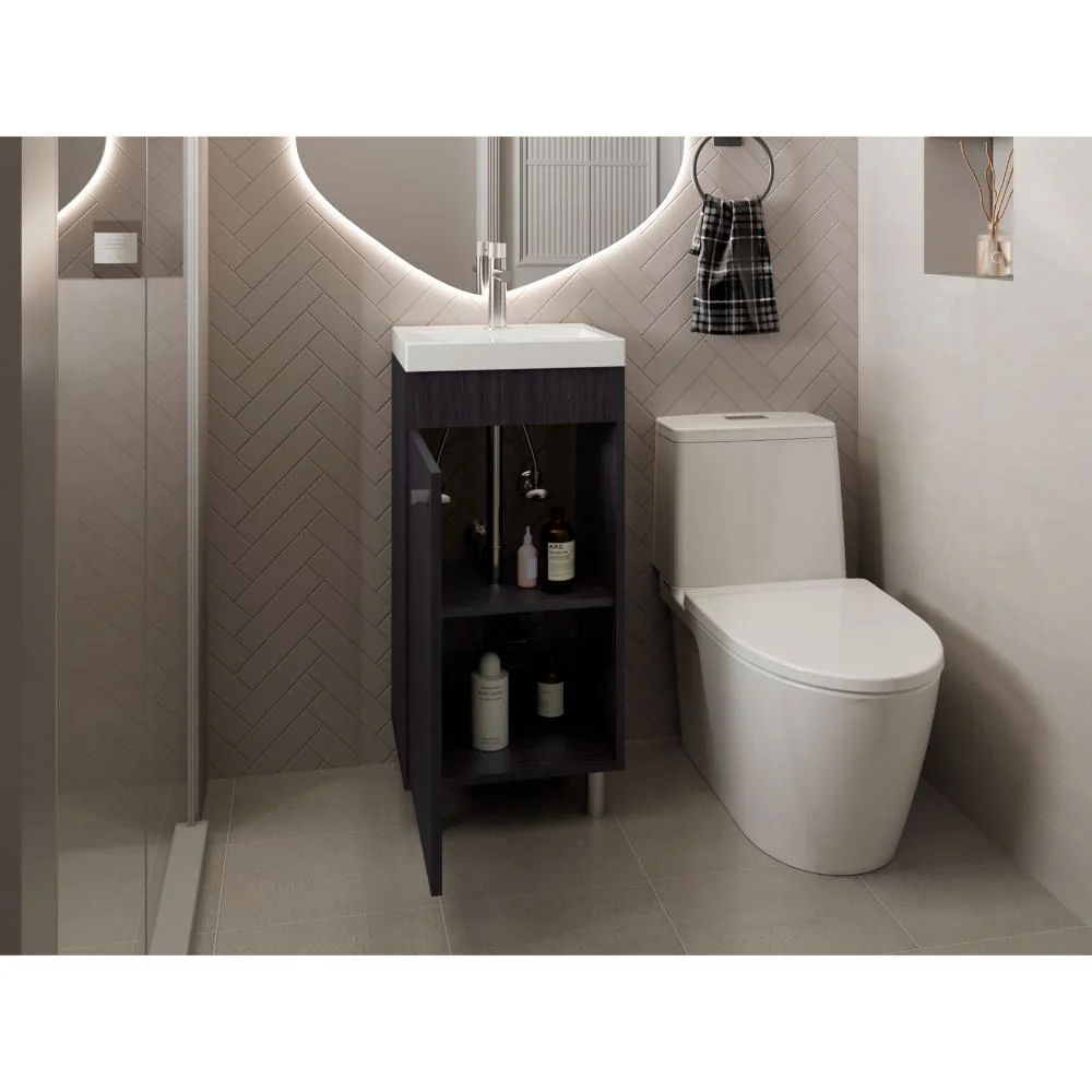 Mueble para Lavamanos Rivera, Wengue, con patas en acero y con gran espació para colocar objetos ZF - Image 4