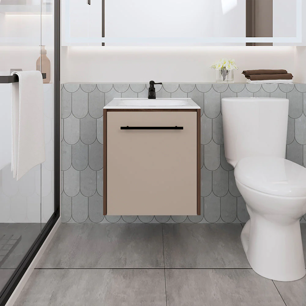 MUEBLE PARA LAVAMANOS VULCAN, MILAN Y CAPRI, INCLUYE LAVAMANOS CORONA EN PORCELANA SANITARIA