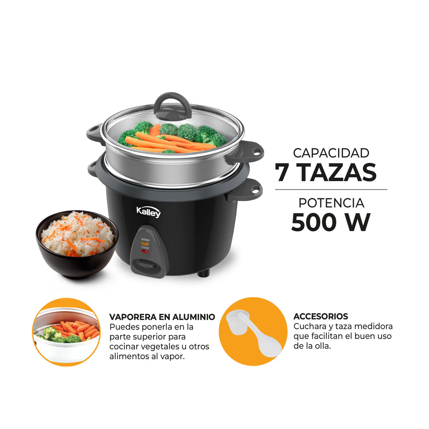 Olla De Arroz 1.4l Negro K-Rc14n, Negro - Image 5