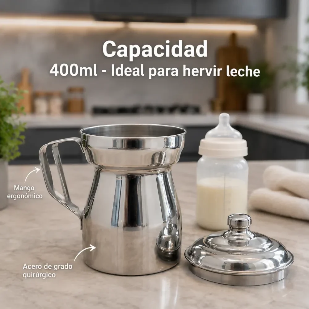OLLETA JARRA HERVIDOR LECHE CAFÉ ACERO QUIRÚRGICO T304 400ML - Image 3