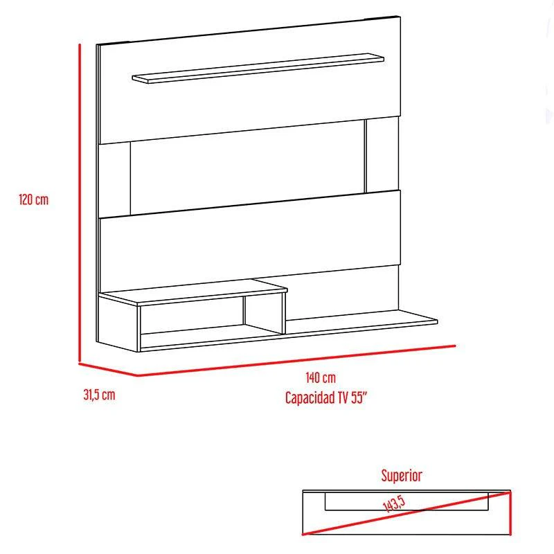 PANEL DE TV ASCHER, BEIGE Y BLANCO, CON ESPACIO PARA TELEVISOR DE HASTA 55 PULGADAS - Image 7